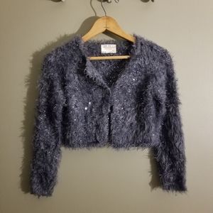 Zara Cardigan Sweater 9-10 Gray Sequins Sparkle